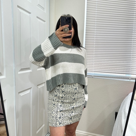 FREE PEOPLE MODERN FEMME NOVELTY MACADAMIA COMBO MINI SKIRT - Picture 4 of 12